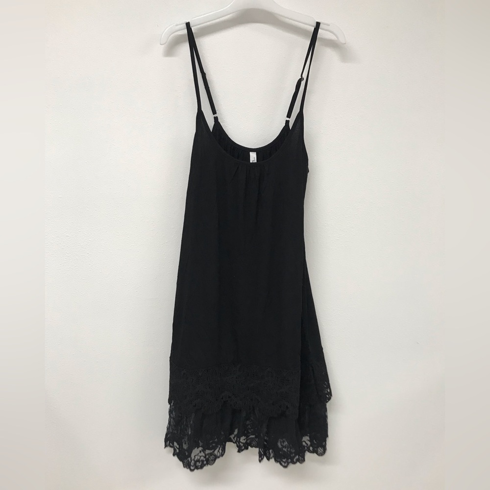 Women Black Sundress With Lace Summer Causal Beach Party Dress